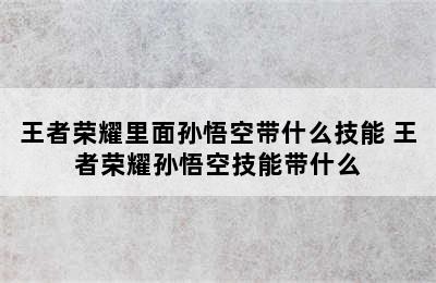 王者荣耀里面孙悟空带什么技能 王者荣耀孙悟空技能带什么